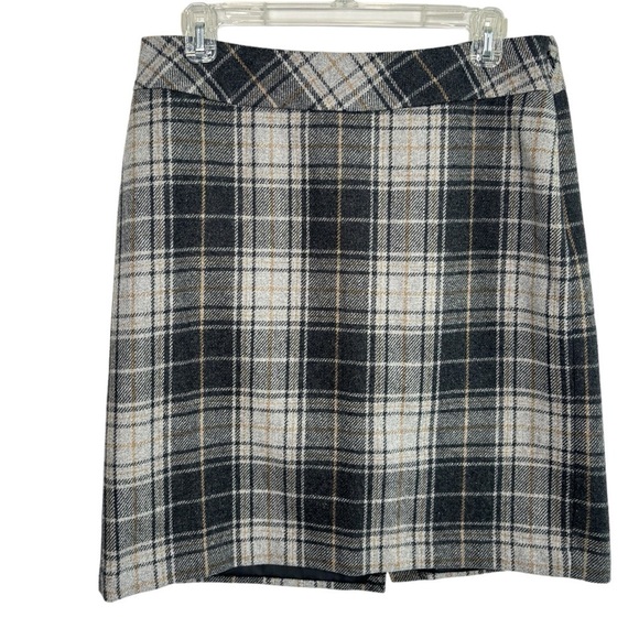 Eddie Bauer Skirt Sz 8 Gray Plaid Wool Lined Dark Academia School Girl Grunge - Picture 1 of 13